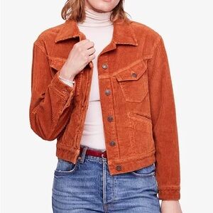 Free People Nelson Studded Corduroy Jacket in Burnt Orange